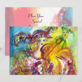 Invitation ARLECCHINA VIOLONISTE Fête masquée du Mardi Gras (Devant / Derrière)