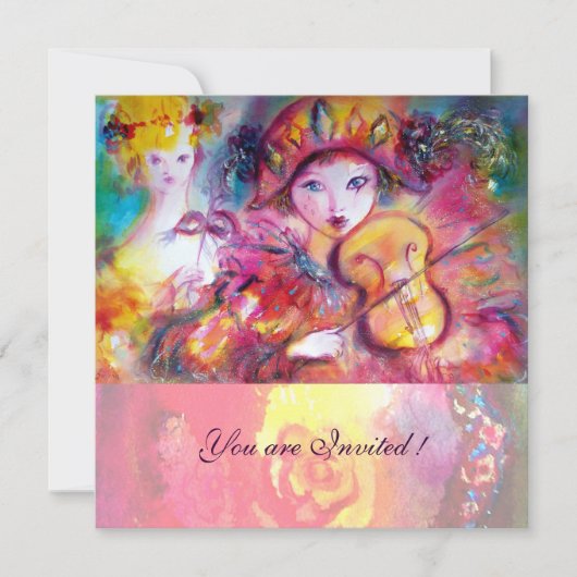 Invitation ARLECCHINO ET COLOMBINA /Mardi Gras vénitien (Devant)