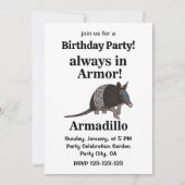 Invitation Armadillo Animal Funny Birthday Party (Devant)