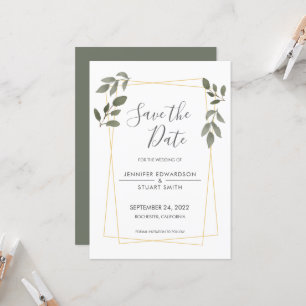 Invitation Armature feuille or  d'aquarelle moderne Enregistr