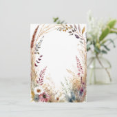 Invitation Armature florale boho en aquarelle blanc mariage (Debout devant)