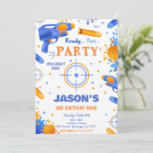 Invitation Arme à canne bleu et orange (Debout devant)