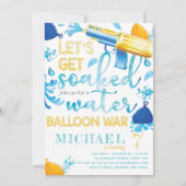 Invitation Arme à eau Ballons de guerre garçon fête d'anniver (Devant)