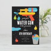 Invitation Arme à eau et ballons fête d'été (Debout devant)