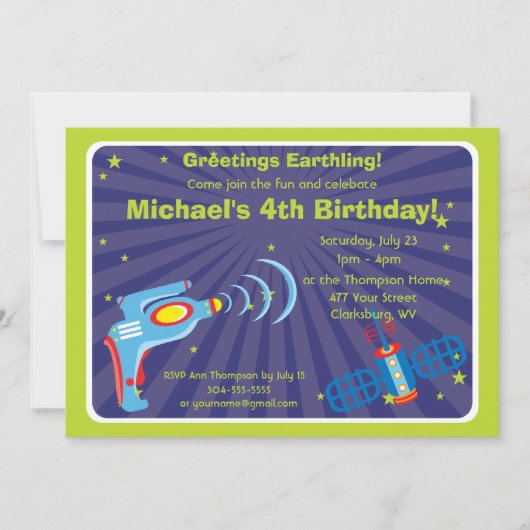 Invitation Arme à feu de rayon étrangère personnalisable (Devant)