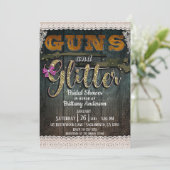 Invitation ARME À FEU ET PAILLETTE Réception de mariage rusti (Debout devant)