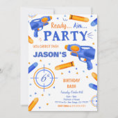 Invitation Arme à fléchettes bleu et orange (Devant)