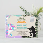 Invitation Armée de licorne fête conjointe (Debout devant)