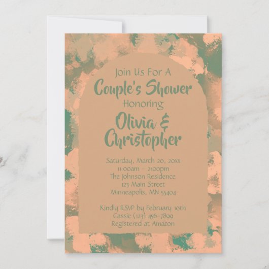 Invitation Armée Green Floral Couples Douche Brunch Invitatio (Devant)