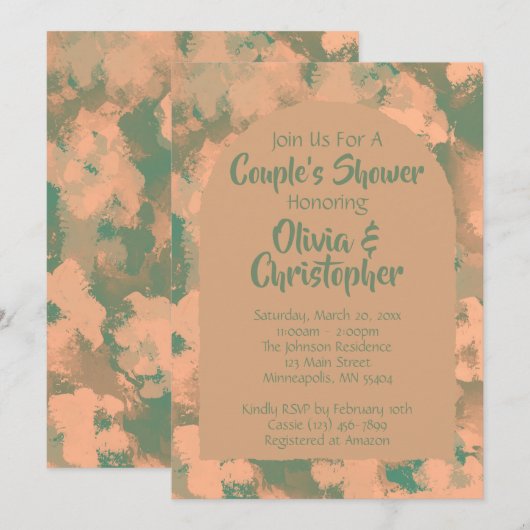 Invitation Armée Green Floral Couples Douche Brunch Invitatio (Devant / Derrière)