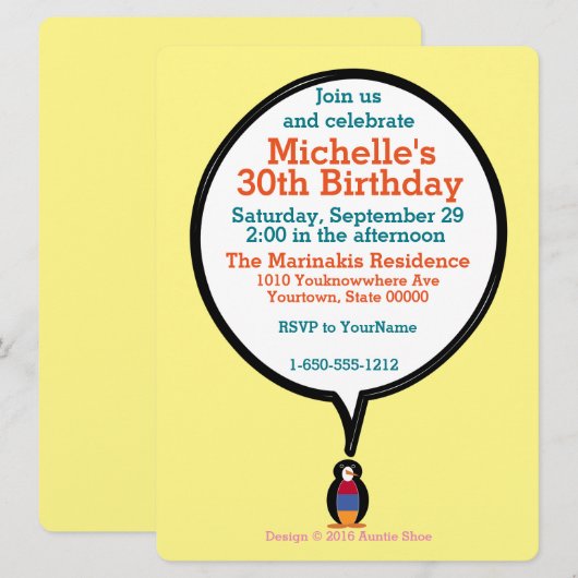 Invitation Armenie Ms Penguin personnalisé  (Devant / Derrière)