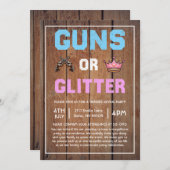 Invitation Armes à feu ou Parties scintillant Révélation de g (Devant / Derrière)