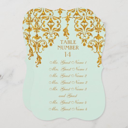 Invitation Armoire de table Art Nouveau en feuille de Damas (Devant / Derrière)