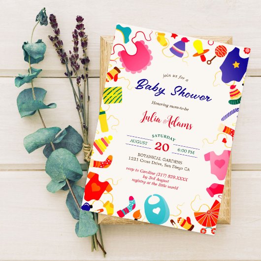 Invitation Armoire en arc-en-ciel couleur mignonne Baby showe