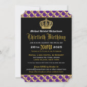 Invitation Armoiries de l'Emblème Lion d'or violet Anniversai (Dos)