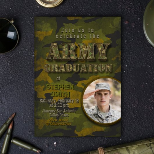 Invitation Army Graduation- Military - Soldier with Photo