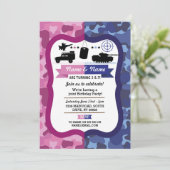 Invitation Army Pink & Blue Girls & Boys Anniversaire (Debout devant)