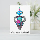 Invitation Arnie Robot : Rose et bleu (Debout devant)