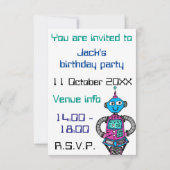Invitation Arnie Robot : Rose et bleu (Dos)
