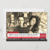 Invitation Arnold Schwarzenegger 50e anniversaire Funny TV Ne (Devant)