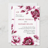 Invitation Arrangement floral bourguignon, triple mariage fro (Devant)
