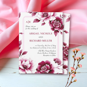 Invitation Arrangement floral bourguignon, triple mariage fro