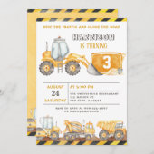 Invitation Arrêter La Trafic Construction Camions Garçon Anni (Devant / Derrière)