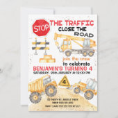 Invitation Arrêtez La Circulation Construction Routière Anniv (Devant)