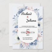 Invitation Arrière - plan à fleurs classique avec mariage pho (Devant)