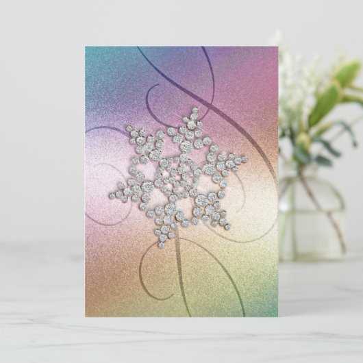 Invitation Arrière - plan arc-en-ciel Crystal Snowflake (Debout devant)