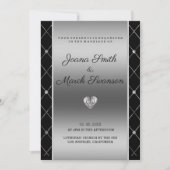 Invitation Arrière - plan Argent Et Mariage Coeur (Devant)
