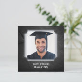 Invitation Arrière - plan Black Rock avec cadre photo (Debout devant)