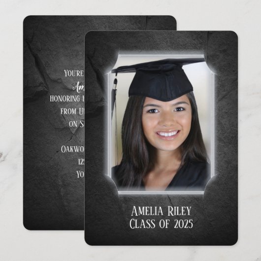 Invitation Arrière - plan Black Rock avec cadre photo (Devant / Derrière)