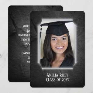 Invitation Arrière - plan Black Rock avec cadre photo