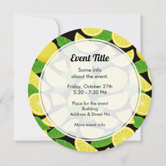 Invitation Arrière - plan citron (Dos)