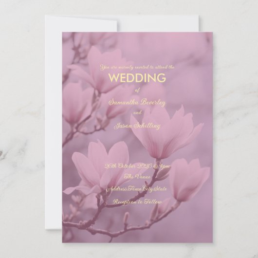 Invitation Arrière - plan classique rose blanc Magnolia (Devant)