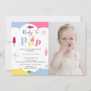 Invitation Arrière - plan coloré Popsicle Baby shower photo