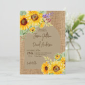 Invitation Arrière - plan d'arche de tournesol jaune rustique (Debout devant)