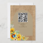 Invitation Arrière - plan d'arche de tournesol jaune rustique (Dos)