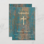 Invitation arrière - plan de bois rustique Confirmation (Devant / Derrière)
