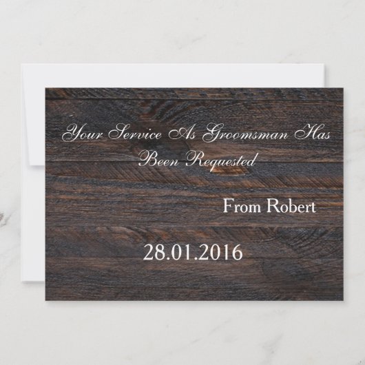 Invitation Arrière - plan de bois Suitup Serez-vous mon groom (Dos)