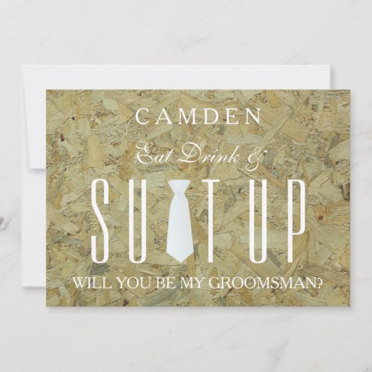 Invitation Arrière - plan de bois Suitup Serez-vous mon groom (Devant)