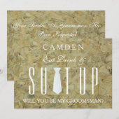 Invitation Arrière - plan de bois Suitup Serez-vous mon groom (Devant / Derrière)