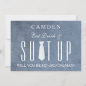 Invitation Arrière - plan de bois Suitup Serez-vous mon groom (Devant)