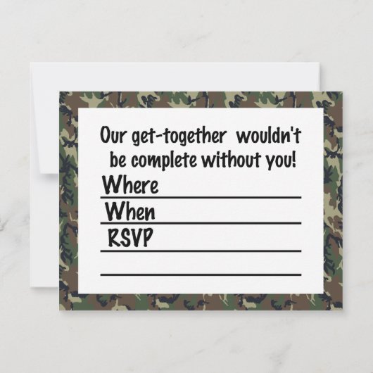 Invitation Arrière - plan de Camouflage de forêt militaire (Dos)