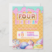 Invitation Arrière - plan de gaufre trempant Crème de glace r (Devant)