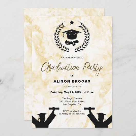 Invitation Arrière - plan de la célébration de la graduation (Devant / Derrière)