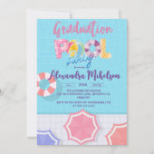 Invitation Arrière - plan de la fête de la piscine bleu foncé (Devant)