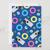 Invitation Arrière - plan de la fête de la piscine bleu foncé (Dos)