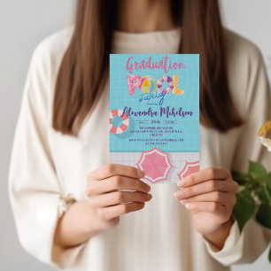 Invitation Arrière - plan de la fête de la piscine bleu foncé